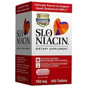 Slo-Niacin 750 mg Support Good Cholesterol Dietary Supplement, 100 Each - Pack of 4