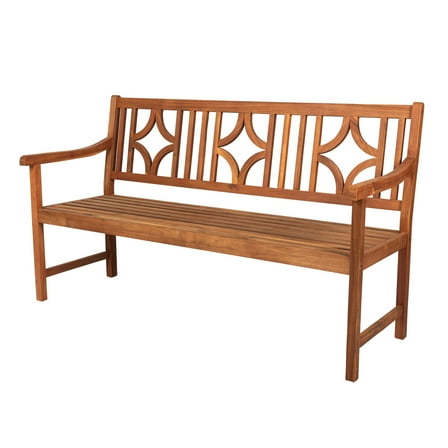 Sloane 59.1" 3-Seat Ogee Diamond-Back 600-Lbs Support Acacia Wood Outdoor Garden Patio Bench, Teak