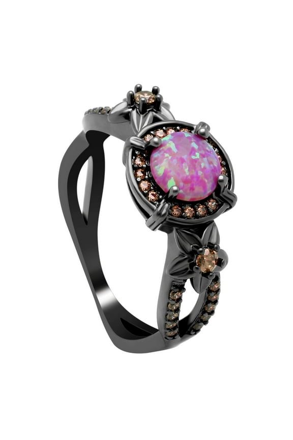 Sloane Statement Ring Womens Purple Black Plated Fire Opal Ginger Lyne Collection