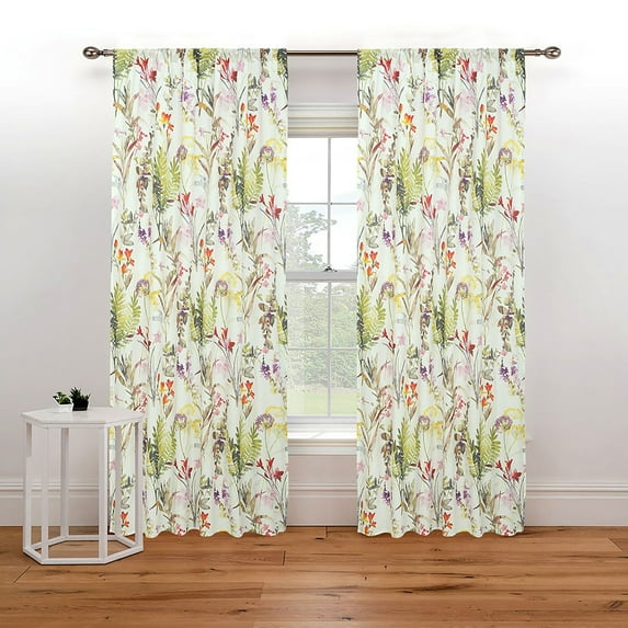 Sloane Street Casual Floral Rod Pocket Sheer Curtain Panel, 48" x 84" 2 Panels
