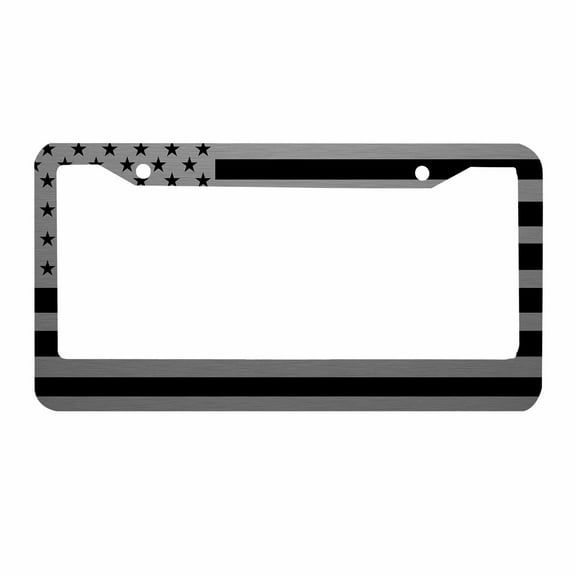 Sloboki American Flag Stainless Steel Texture License Plate Frame Universal Aluminum Metal Car Tag Holders Cars Decor