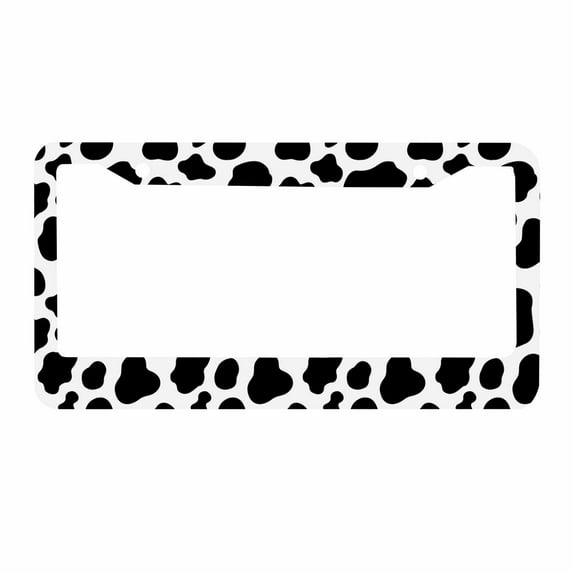 Sloboki Animal Cow Print Spot License Plate Frame Universal Aluminum Metal Car Tag Holders Cars Decor