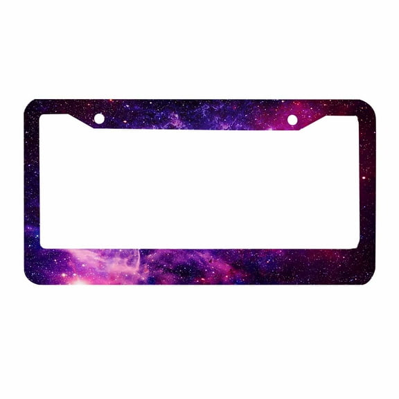Sloboki Beautiful Galaxy Space License Plate Frame Universal Aluminum Metal Car Tag Holders Cars Decor