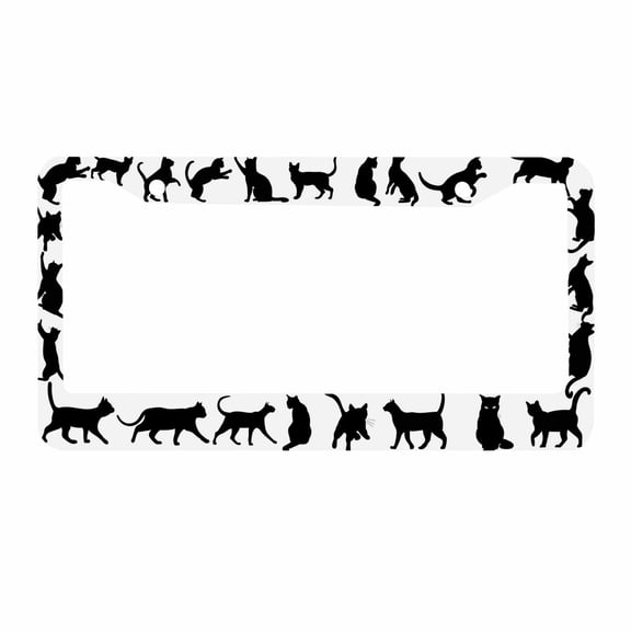 Sloboki Black Cat License Plate Frame Universal Aluminum Metal Car Tag Holders Cars Decor