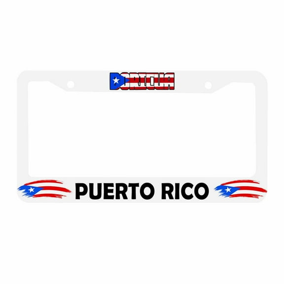 Sloboki Boricua Puerto Rico License Plate Frame Universal Aluminum Metal Car Tag Holders Cars Decor