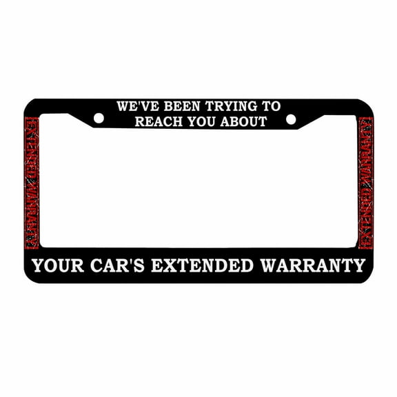 Sloboki Car's Extended Warranty Humorous Text License Plate Frame Universal Aluminum Metal Car Tag Holders Cars Decor