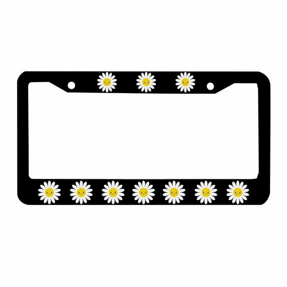 Sloboki Cute Daisy License Plate Frame Universal Aluminum Metal Car Tag Holders Cars Decor