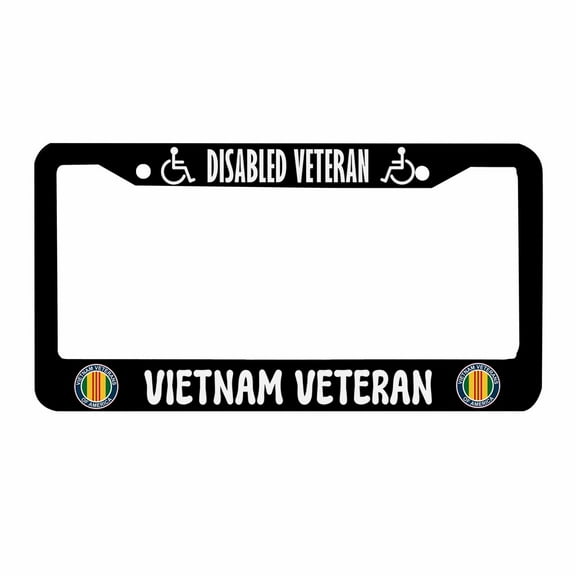 Sloboki Disabled Vietnam Veteran License Plate Frame Universal Aluminum Metal Car Tag Holders Cars Decor