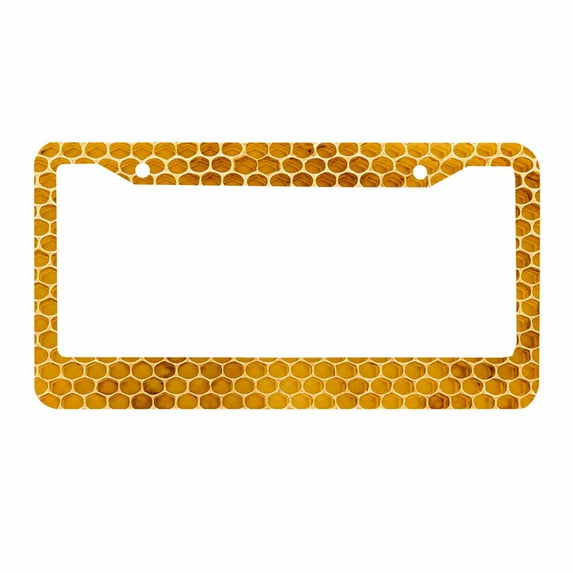 Sloboki Honeycomb Honey Bee License Plate Frame Universal Aluminum Metal Car Tag Holders Cars Decor