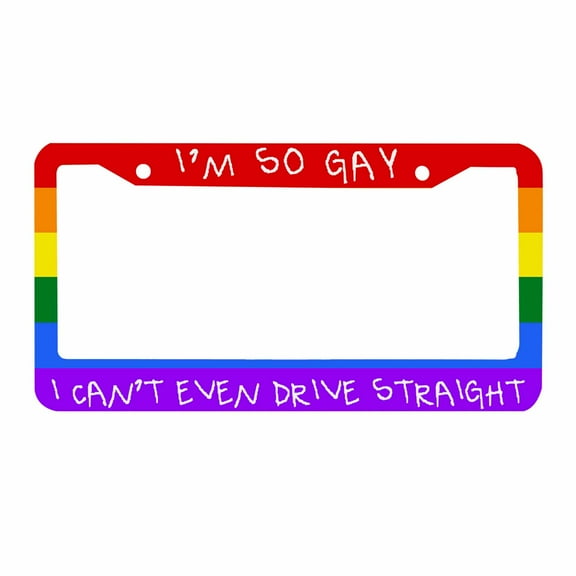 Sloboki I'm So Gay I Can't Even Drive Straight Colorful License Plate Frame Universal Aluminum Metal Car Tag Holders Cars Decor