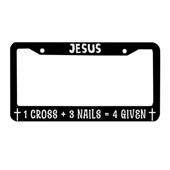 Sloboki Jesus 1 Cross 3 Nails 4 Given License Plate Frame Universal Aluminum Metal Car Tag Holders Cars Decor