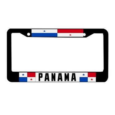 Sloboki Panama Flag License Plate Frame Universal Aluminum Metal Car Tag Holders Cars Decor
