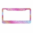 thumbnail image 1 of Sloboki Rainbow Gradient Sparkle Glitter License Plate Frame Universal Aluminum Metal Car Tag Holders Cars Decor, 1 of 5