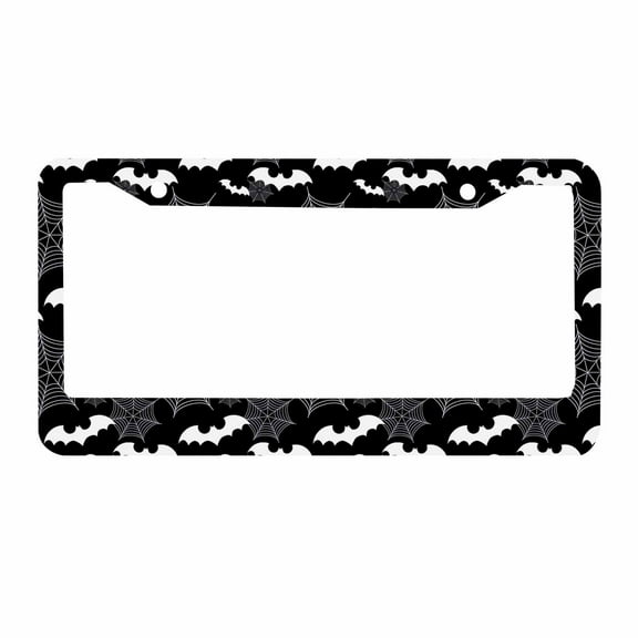 Sloboki Spider Web Bat License Plate Frame Universal Aluminum Metal Car Tag Holders Cars Decor