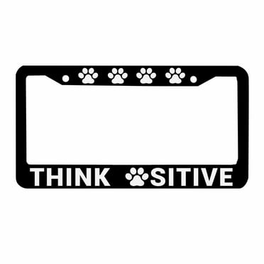 Sloboki Think Pawsitive Paw Cat Dog License Plate Frame Universal Aluminum Metal Car Tag Holders Cars Decor