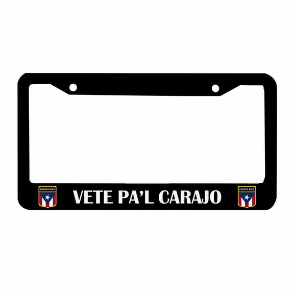 Sloboki VETE PA'L CARAJO Puerto Rico License Plate Frame Universal Aluminum Metal Car Tag Holders Cars Decor