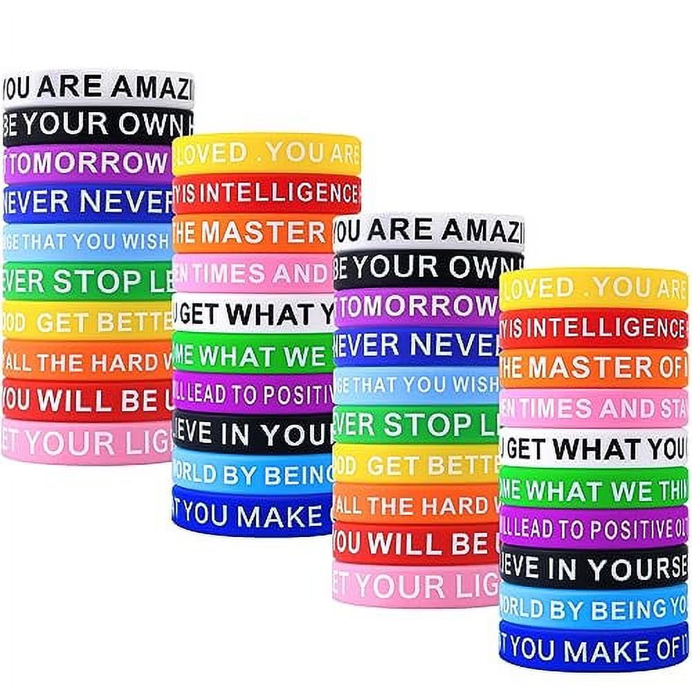 SlocciPro 20 Pieces Motivational Quote Rubber Wristbands Colored