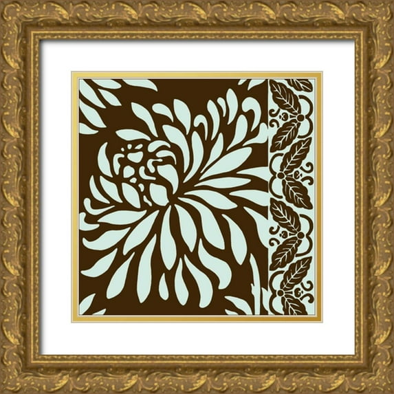 Slocum, Nancy 15x15 Gold Ornate Wood Framed with Double Matting Museum Art Print Titled - Medium Striking Chrysanthemums I