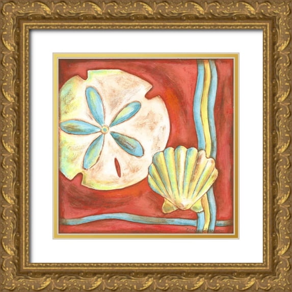 Slocum, Nancy 20x20 Gold Ornate Wood Framed with Double Matting Museum Art Print Titled - Pop Shells IV
