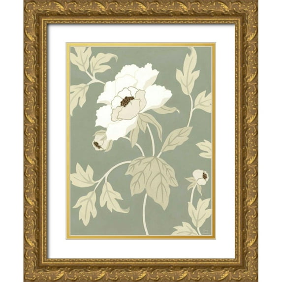 Slocum, Nancy 25x32 Gold Ornate Wood Framed with Double Matting Museum Art Print Titled - Small Peony Elegance I