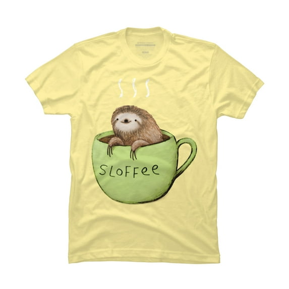 Sloffee Mens Banana Cream Yellow Graphic Tee - Design By Humans M