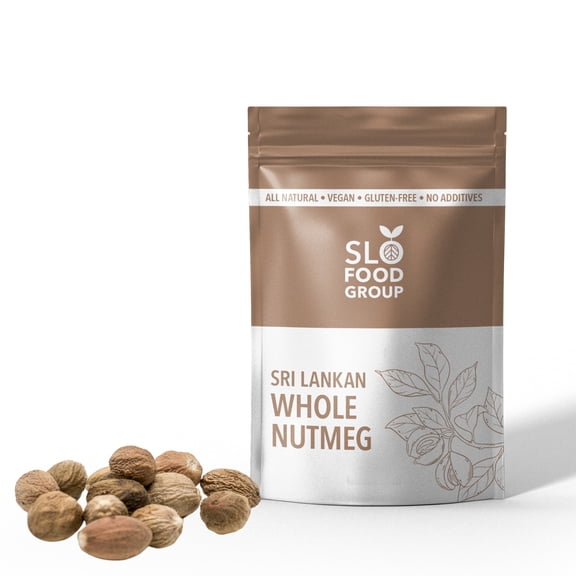 Slofoodgroup Gourmet Whole Nutmeg Grown in Sri Lanka (8 Ounces)