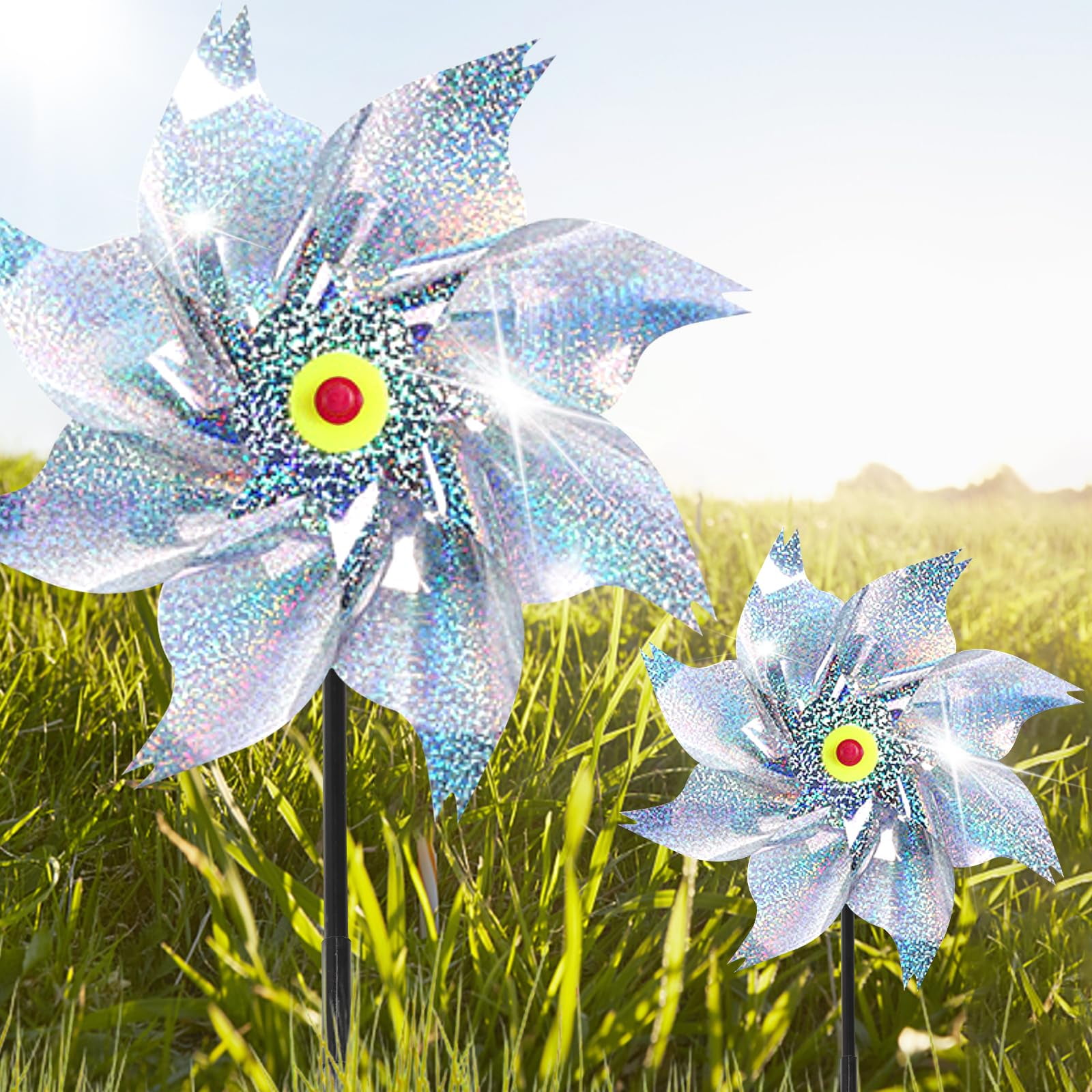 Slofunife Reflective Pinwheels for AIF4 Yard and Garden,12 Pack Bird