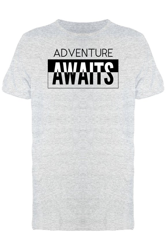 Slogan Adventure Awaits Graphic Tee Men's - Men T-Shirt, Xtra Large