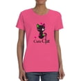 thumbnail image 1 of Slogan Cute Cat  Shaped T-Shirt Women -Image by Shutterstock, Female Small, 1 of 4