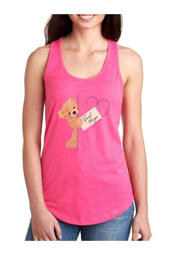 Slogan Good Things Bear Racerback Tank Women -Image by Shutterstock, Female x-Large