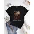 thumbnail image 1 of Slogan Graphic Drop Shoulder Tee GOD GOT ME My Peace My Joy Graphic Tees Women Tops, 1 of 4
