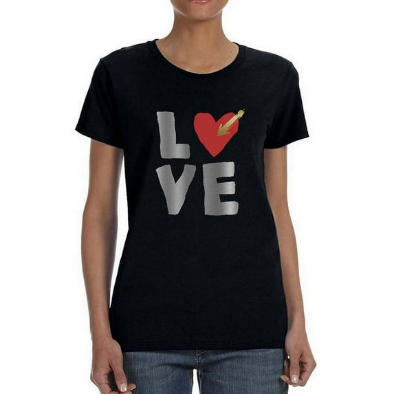 Slogan Love Shaped T-Shirt Women -Image by Shutterstock, Female Medium