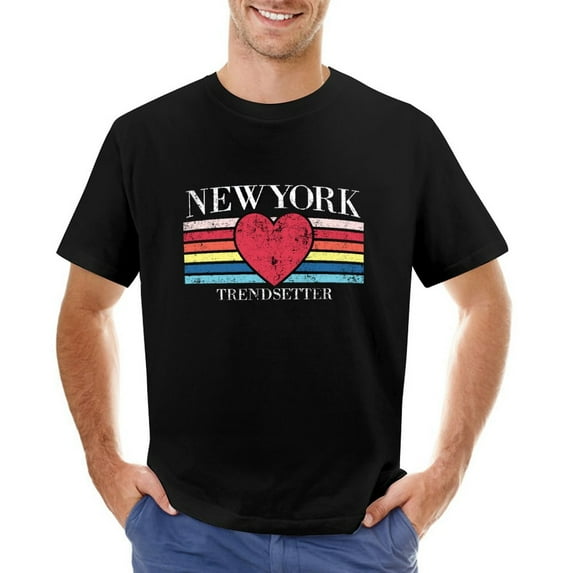 Slogan, Newyork Trendsetter Men’s Graphic T-shirt Vintage Short Sleeve Sport Tee Black 5XL