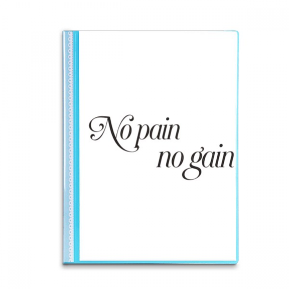 Slogan No Pain No Gain Art Deco Fashion Book Sheet Protectors Portfolio Binder Folder