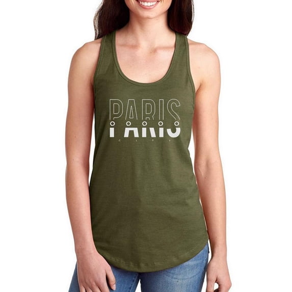 Slogan Paris City T Shirt Racerback Tank Women -Image by Shutterstock, Female XX-Large