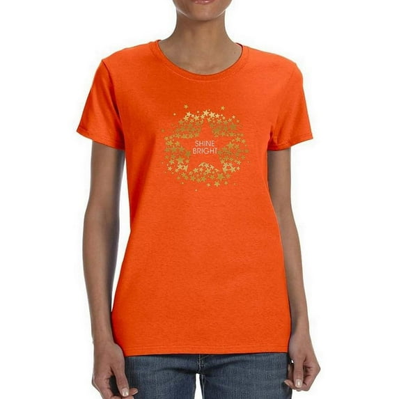 Slogan Shine Bright Shaped T-Shirt Women -Image by Shutterstock, Female 3X-Large