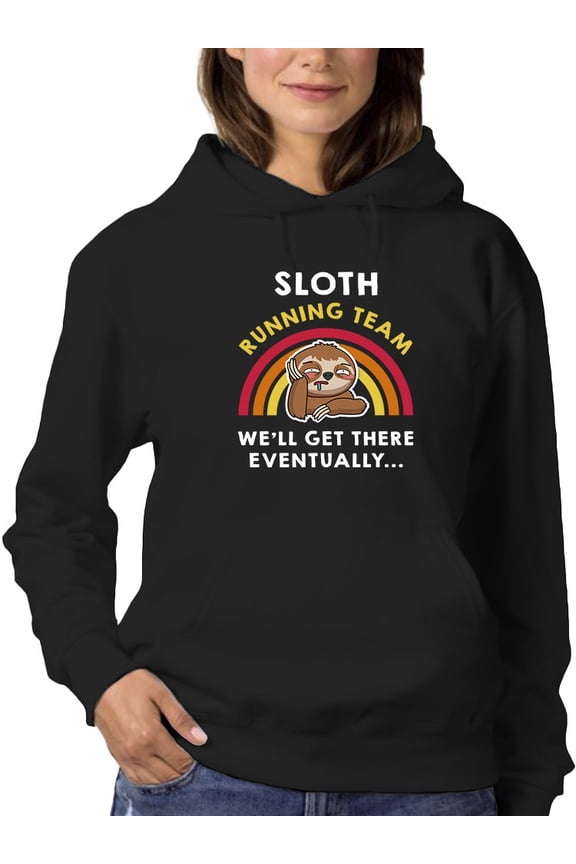 Slogan Sloth Running Team  Hoodie Women -GoatDeals Designs, Female Large