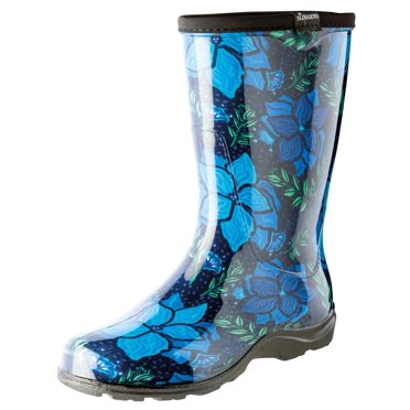 Forever Young Women's Rain Boots – Garden Wellies With Mock Back Zipper – Glossy Solid – Sizes 6-11
