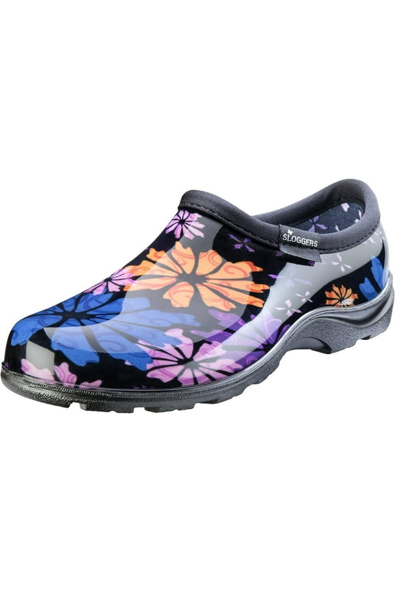 Waterproof Garden Shoe for Women Outdoor Slip On Rain and Garden Clogs with Premium Comfort Insole, Flower Power, Size 7