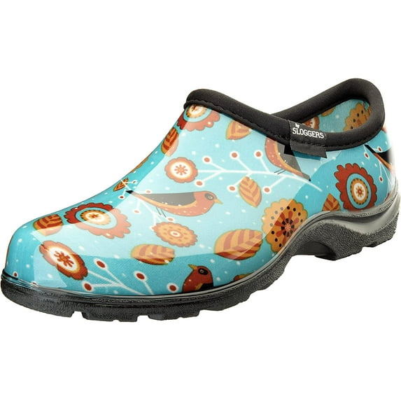 Sloggers Waterproof Garden Shoe for Women – Outdoor Slip-On Rain and Garden Clogs with Premium Comfort Support Insole, (Bird Turquoise), (Size 9)
