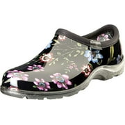 Sloggers Waterproof Garden Shoe for Women   Outdoor Slip-On Rain and Garden Clogs with Premium Comfort Support Insole, Ditsy Spring Black, Size 6
