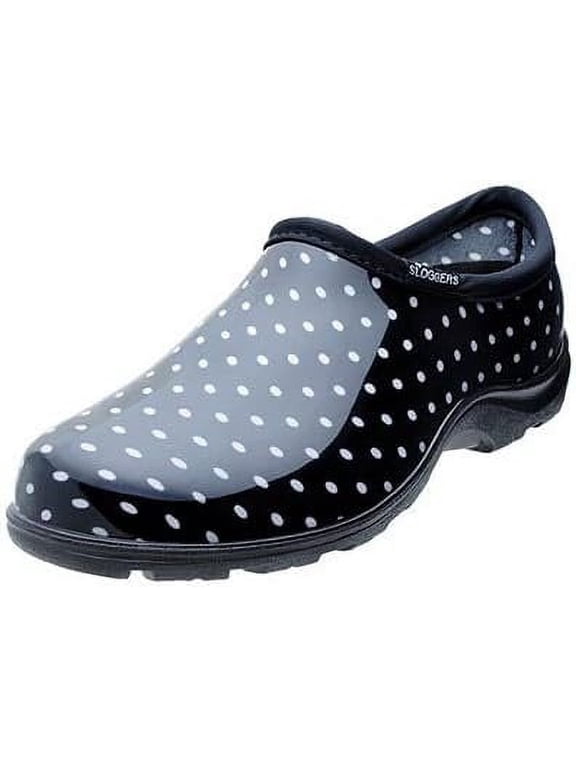 Women's Garden/Rain Shoes 10 US Black Polka Dot