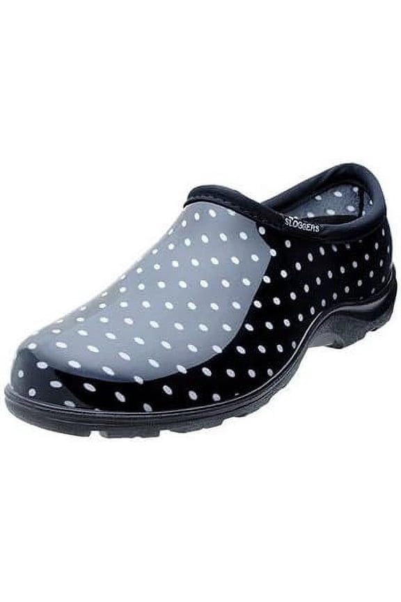 Women's Garden/Rain Shoes 10 US Black Polka Dot