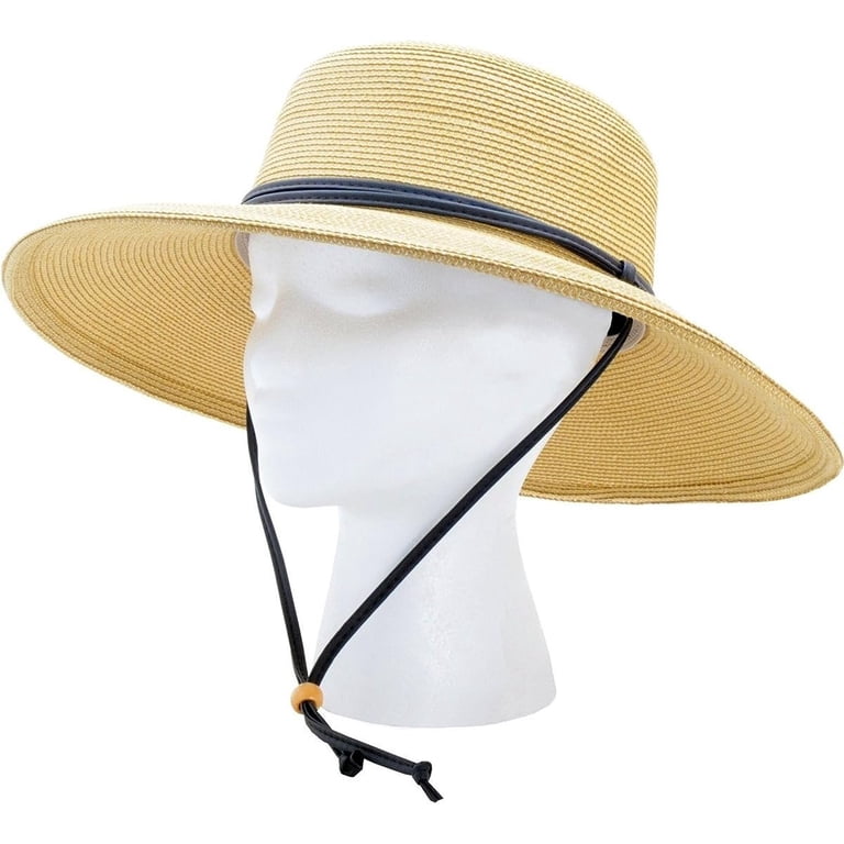 Sloggers Women's Wide Brim Braided UPF 50+ Hat Light Brown