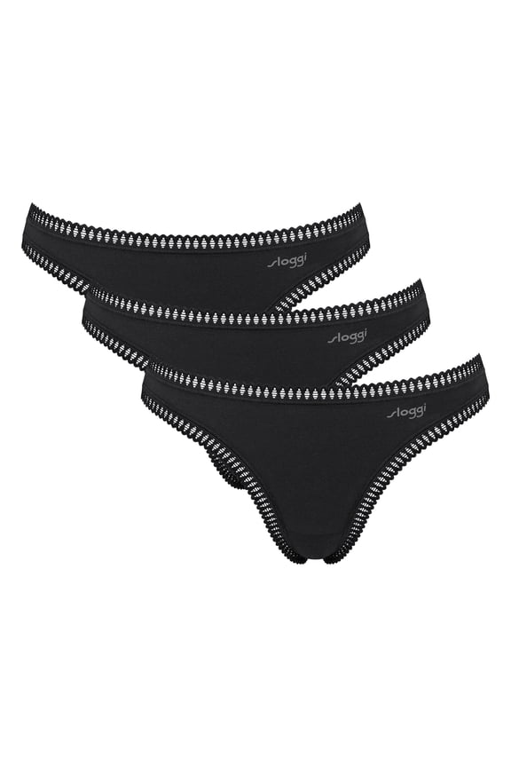 Women's Thongs, 3-Pack - Go Crush String C3p, Pants, Stretch Cotton Black S (Small)