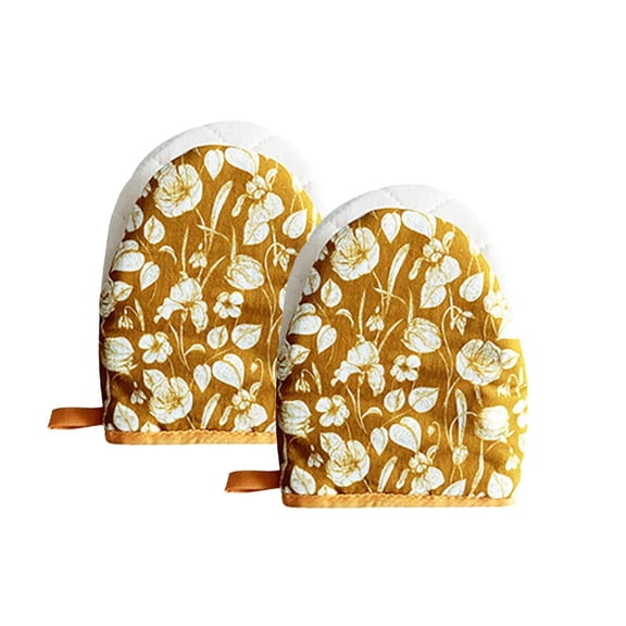 Slohif Mini Oven Mitts Set – Extended Short Heat Resistant Kitchen Gloves for Women, 100% Cotton Oven Mitts with Silicone Grips, Non-Slip and Thick Durable for Cooking & Baking