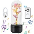 thumbnail image 1 of Golden Rose Night Light, Preserved Rose in Glass Dome with Bluetooth Speaker, Musical Gift for Mother's Day/Birthday/Valentine's Day, Black Base, 1 of 7