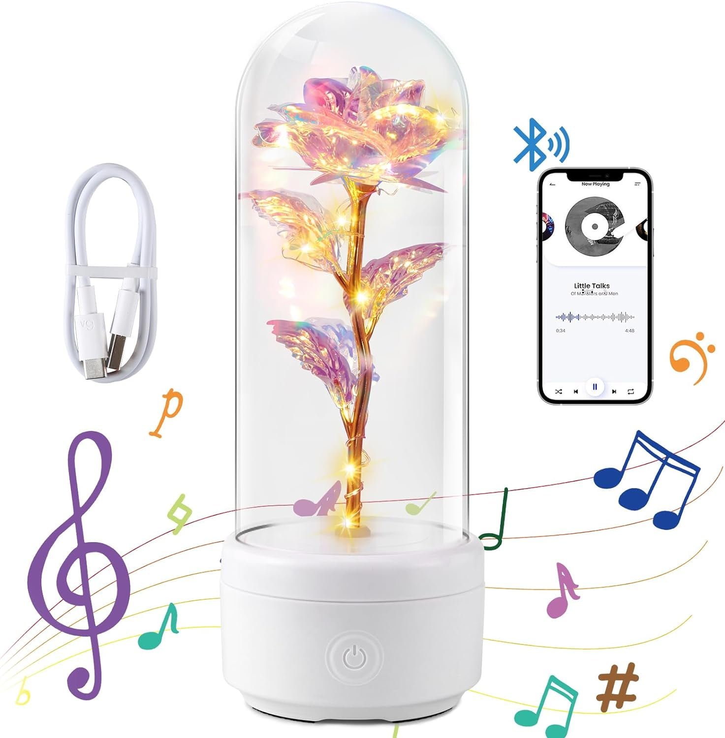 Slok Galaxy Rose Light Bluetooth Speaker Light Up Rose Flower