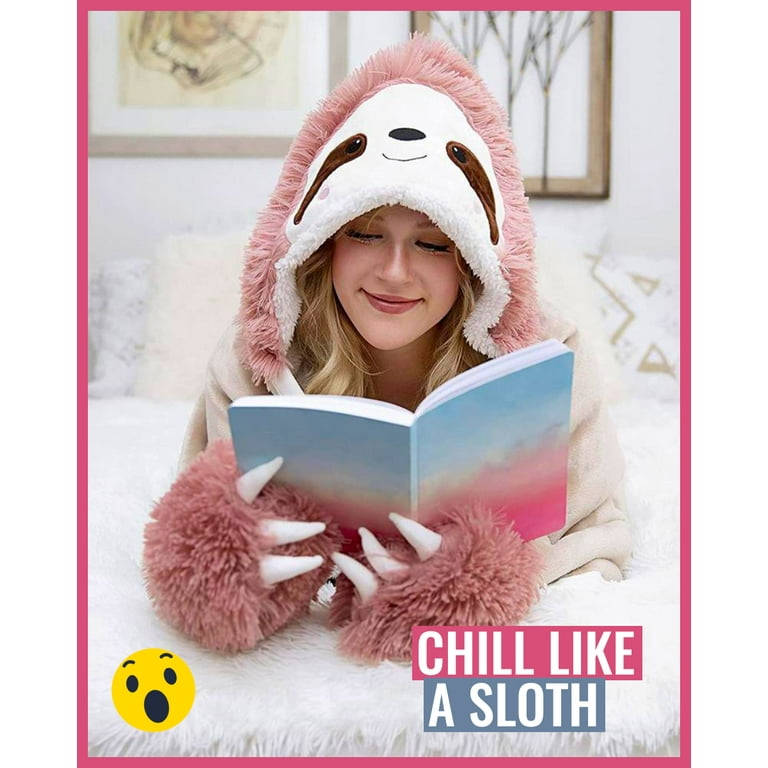 Sloof Animal Wearable Hooded Blanket for Adults Brown Gray Blue