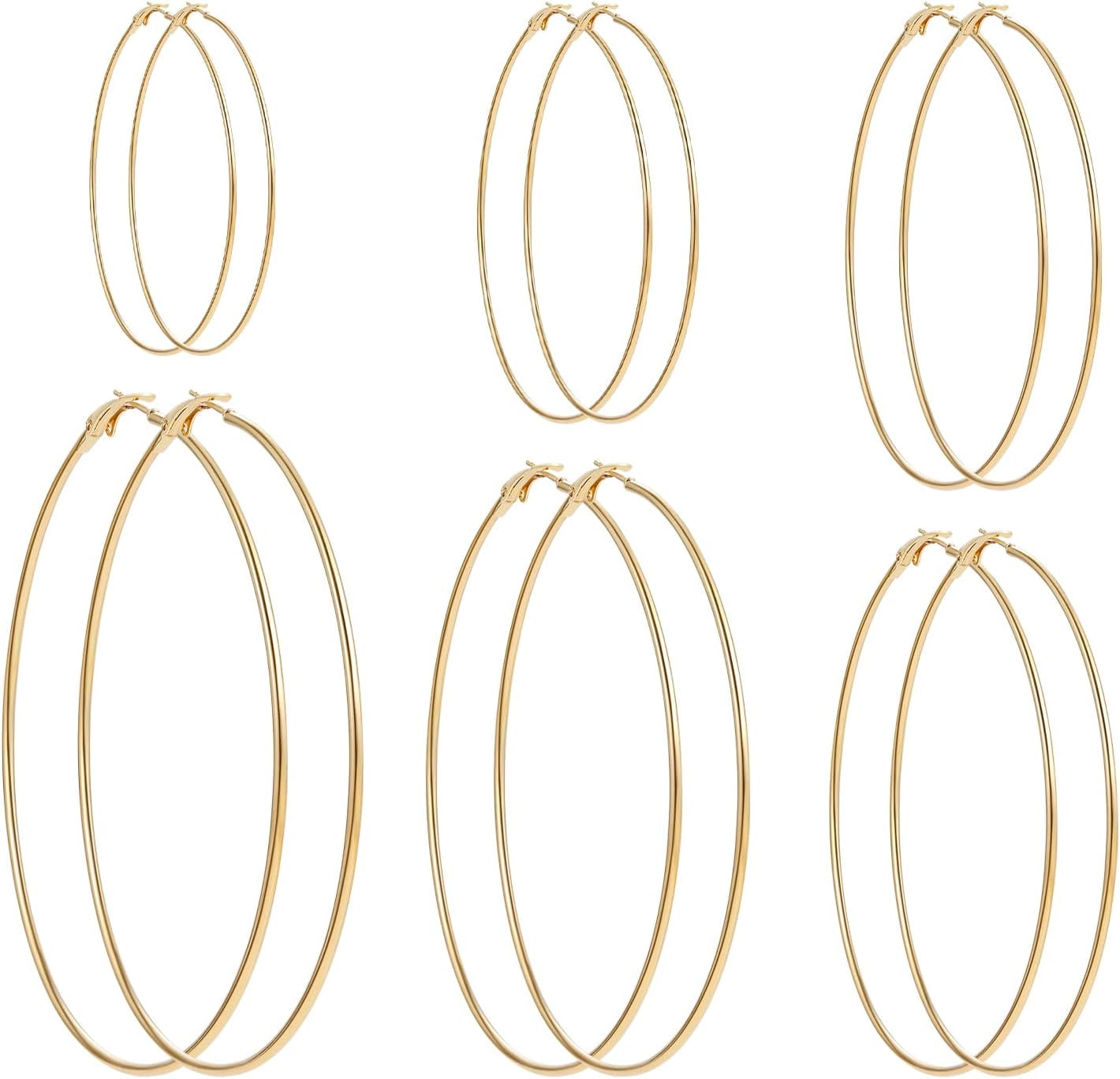Sloong 6 pairs Big Hoop Earrings Set, Stainless Steel Hoop Earrings